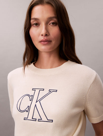 Monogram Cropped Sweater - Calvin Klein Women