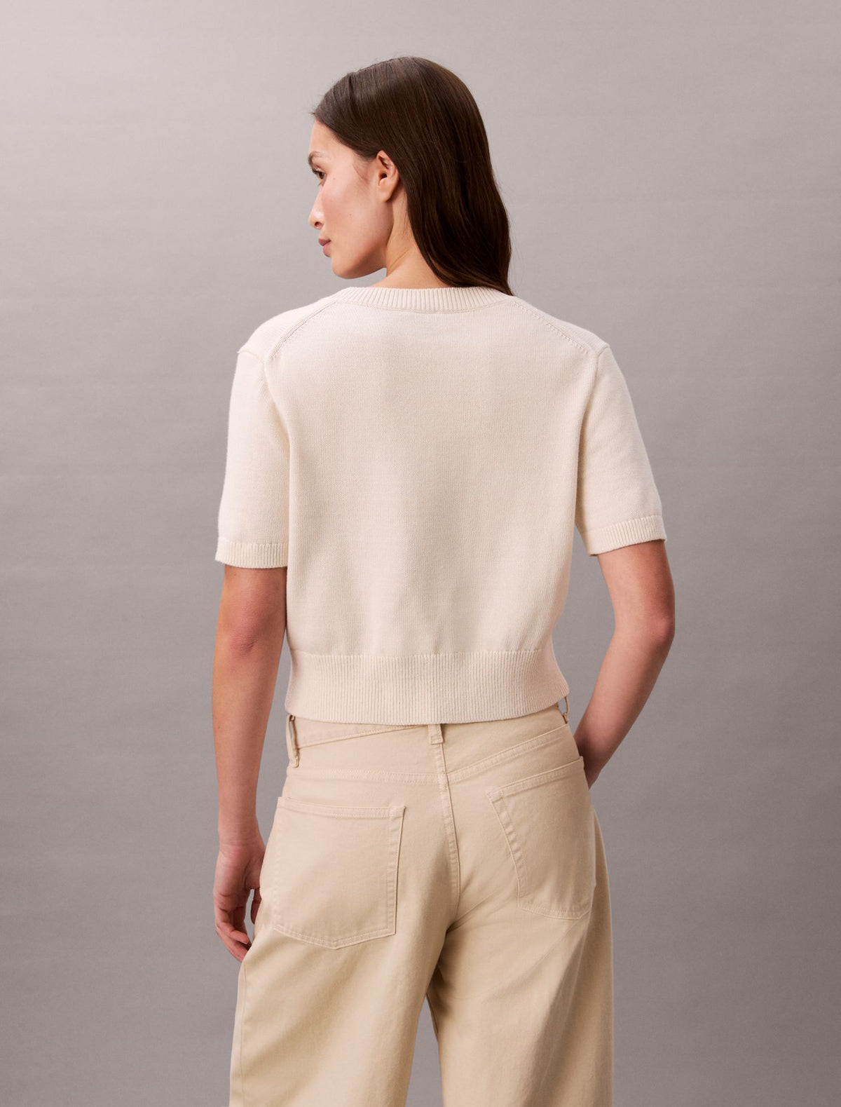 Monogram Cropped Sweater - Calvin Klein Women