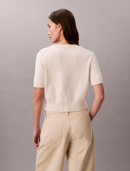Monogram Cropped Sweater - Calvin Klein Women