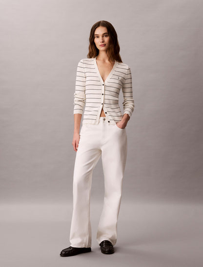 Tech Knit Rib Stripe Cardigan - Calvin Klein Women