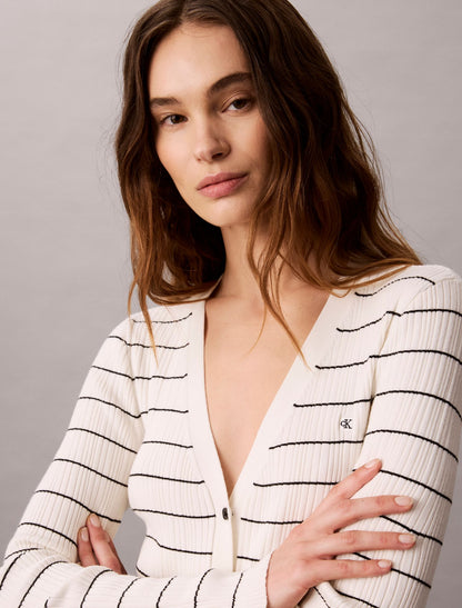 Tech Knit Rib Stripe Cardigan - Calvin Klein Women