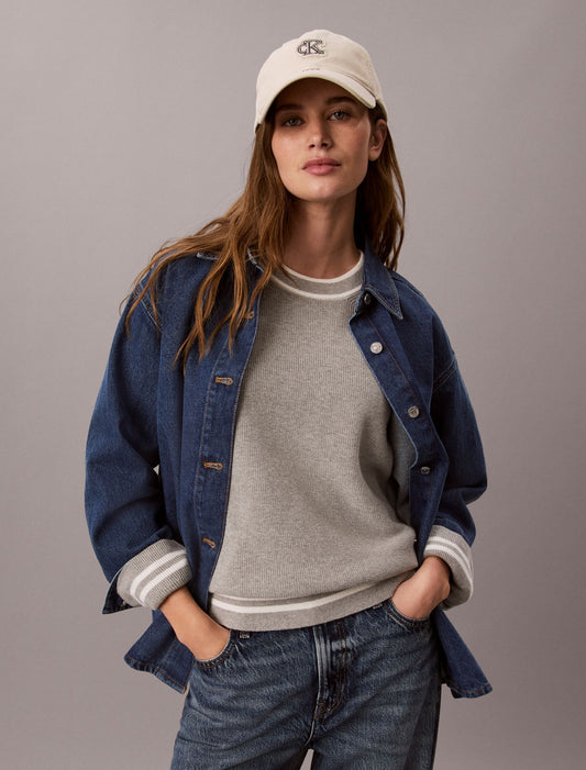 Woven Monologo Crewneck Sweater - Calvin Klein Women