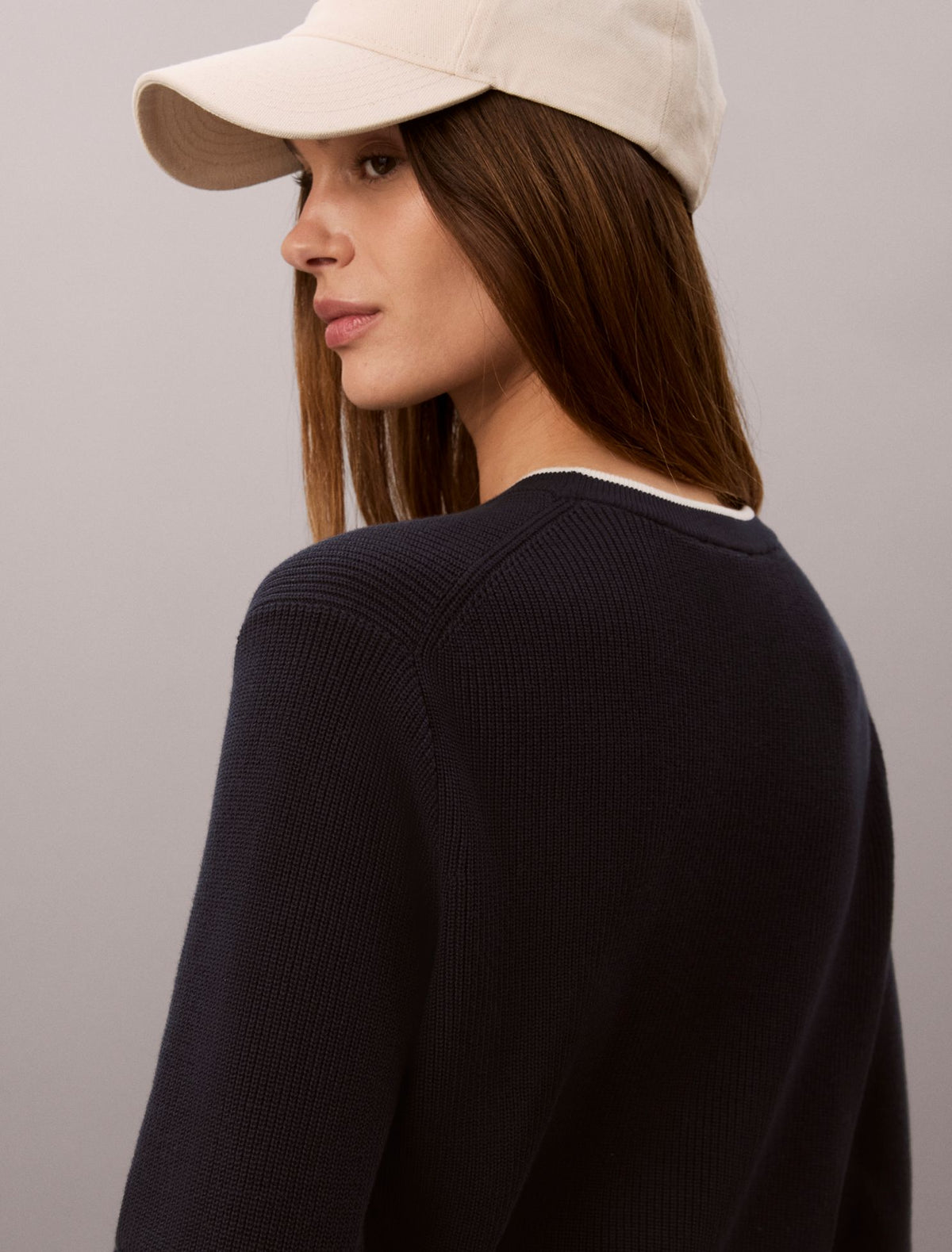 Smooth Cotton Monogram Tipping Sweater - Calvin Klein Women