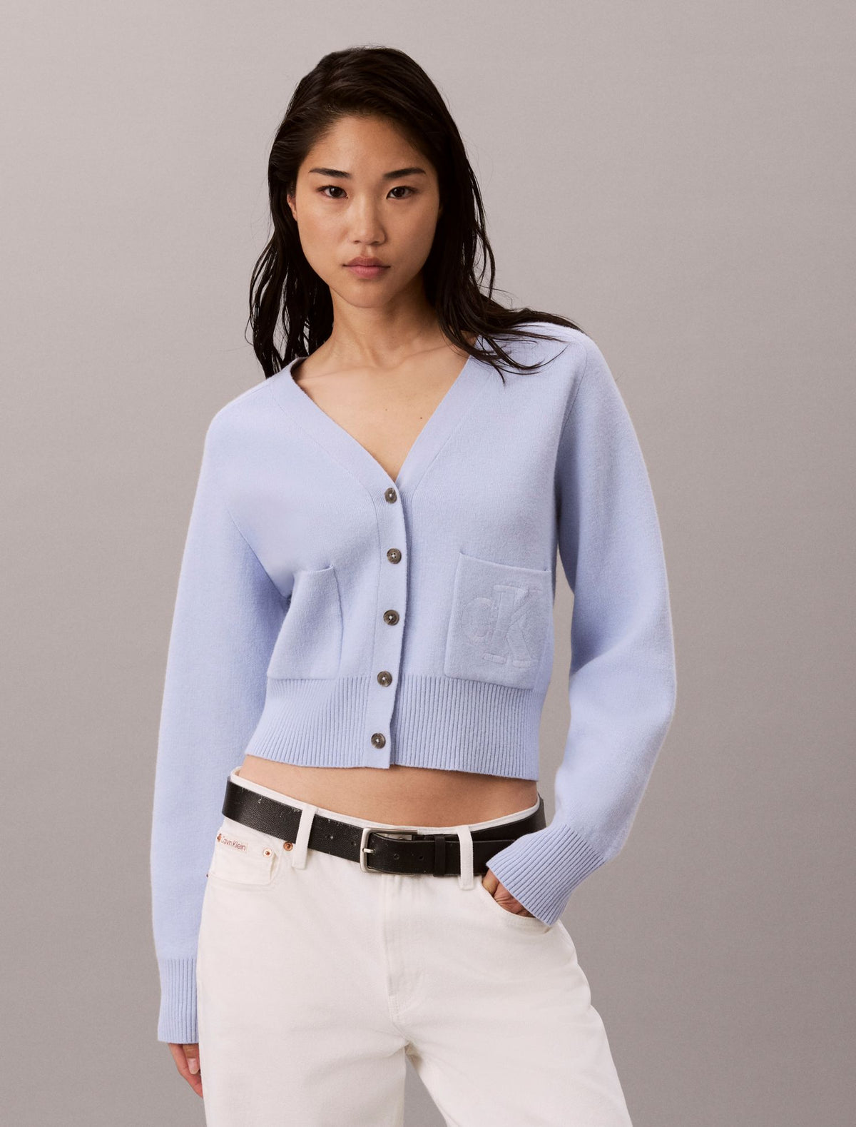 Wool Cotton Raglan Cardigan - Calvin Klein Women