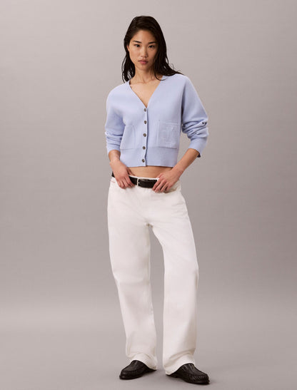 Wool Cotton Raglan Cardigan - Calvin Klein Women