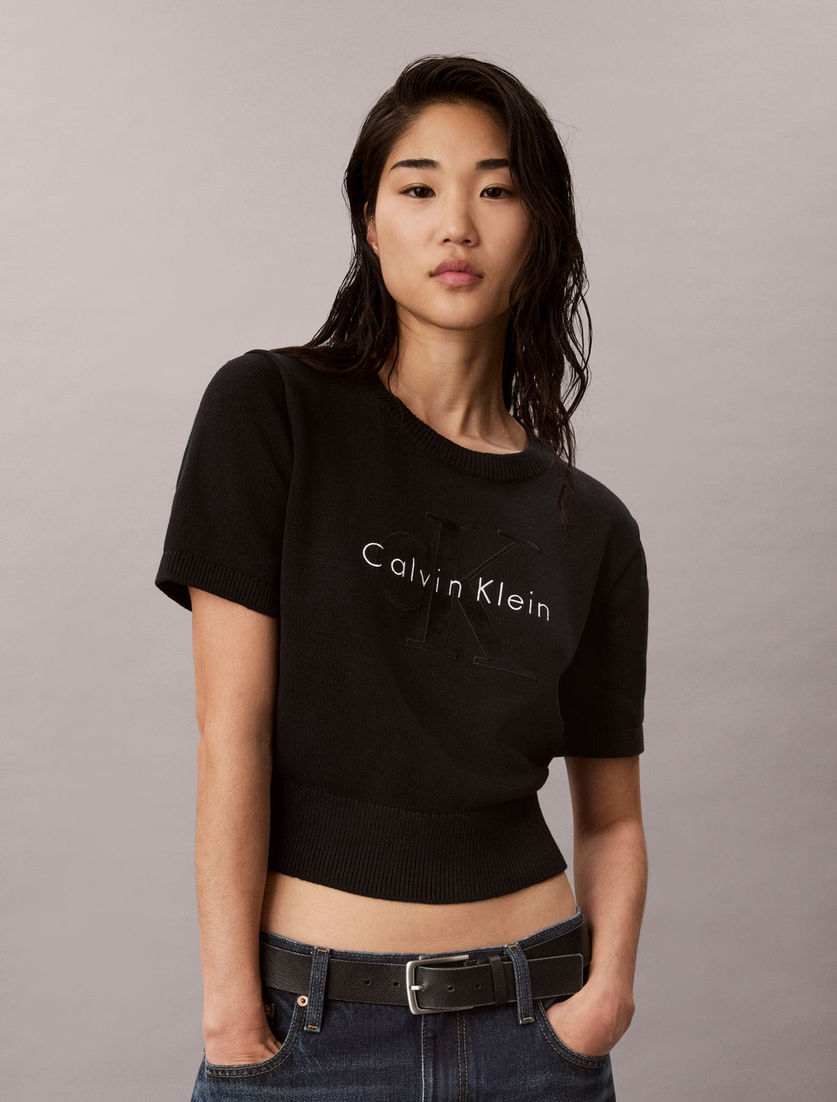 Monologo Short Sleeve Sweater - Calvin Klein Women