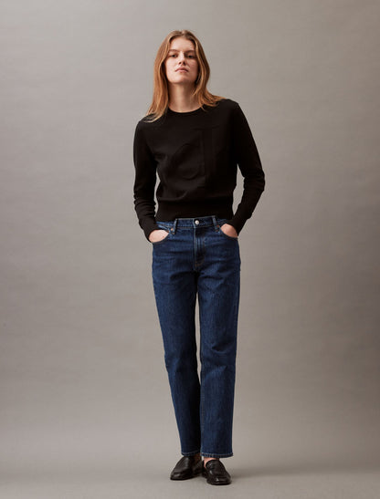 Smooth Cotton Relaxed Monogram Sweater - Calvin Klein Women