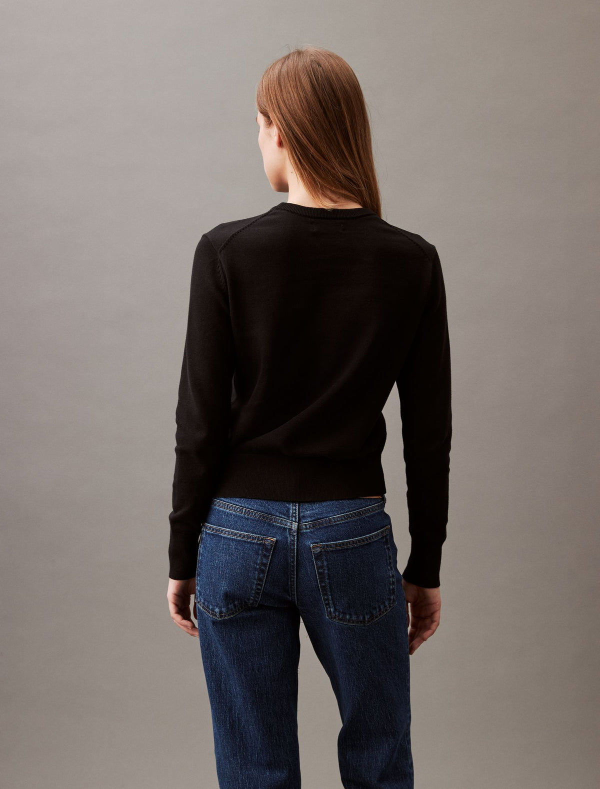 Smooth Cotton Relaxed Monogram Sweater - Calvin Klein Women
