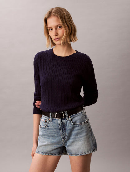 Cotton Cable Knit Sweater - Calvin Klein Women