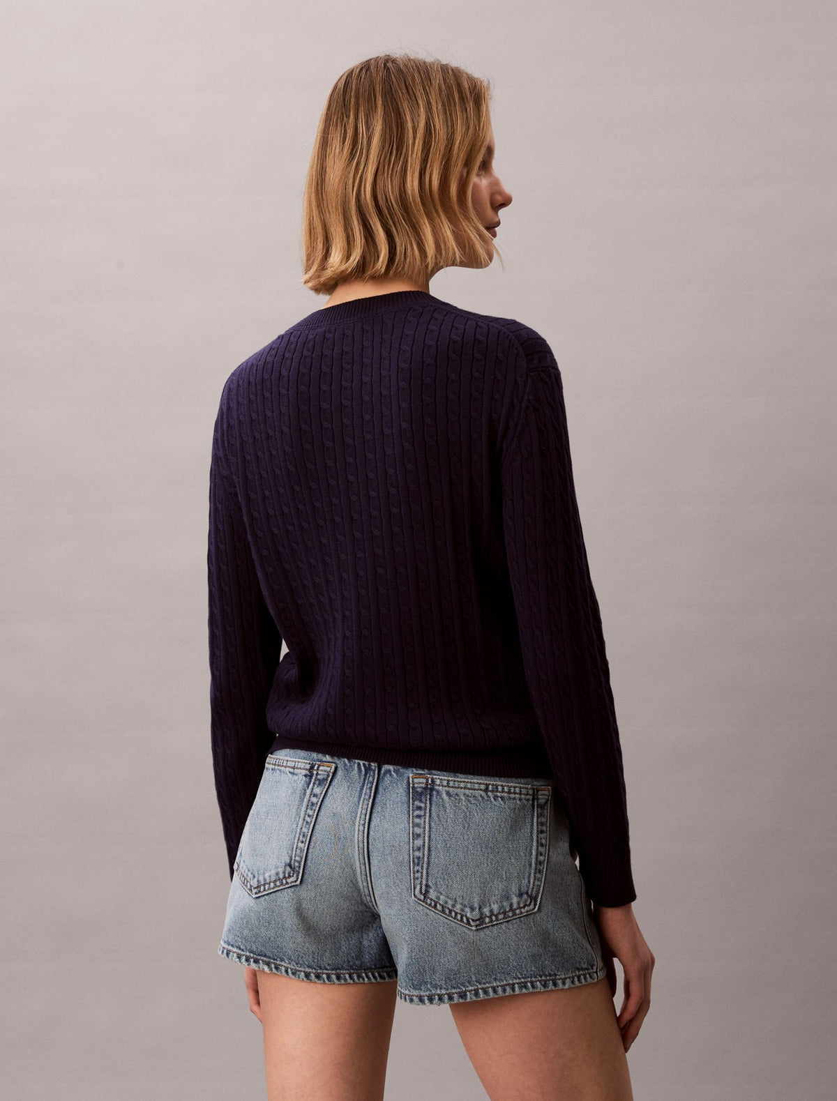 Cotton Cable Knit Sweater - Calvin Klein Women