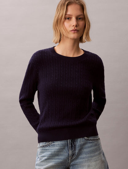 Cotton Cable Knit Sweater - Calvin Klein Women