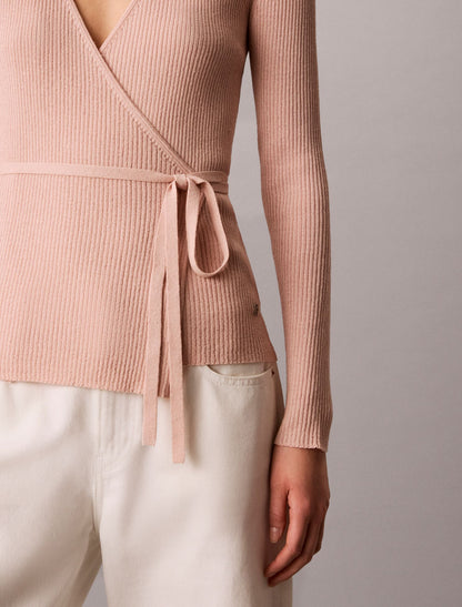 Linen Blend Wrap Sweater - Calvin Klein Women
