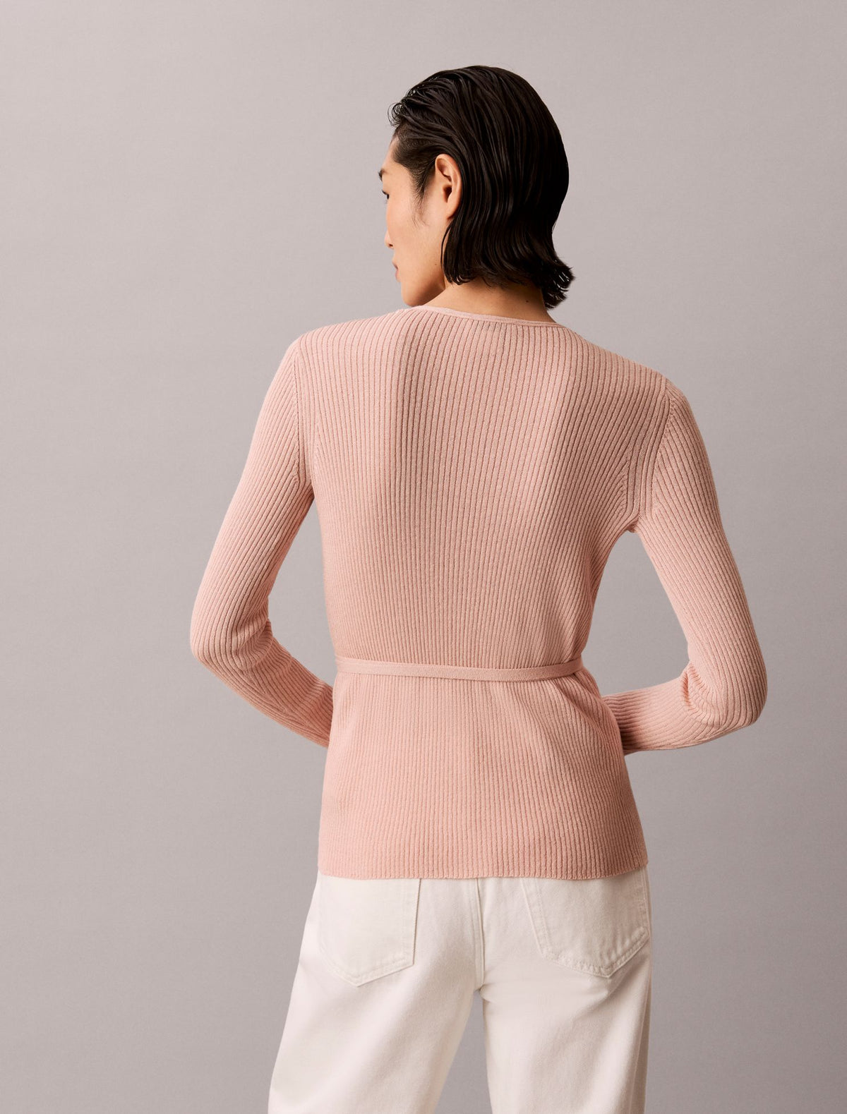 Linen Blend Wrap Sweater - Calvin Klein Women