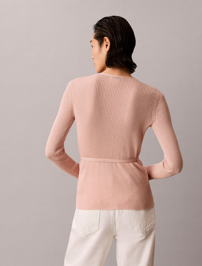Linen Blend Wrap Sweater - Calvin Klein Women