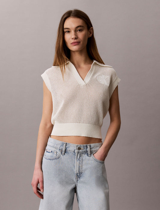 Monogram Crochet Cropped Top - Calvin Klein Women