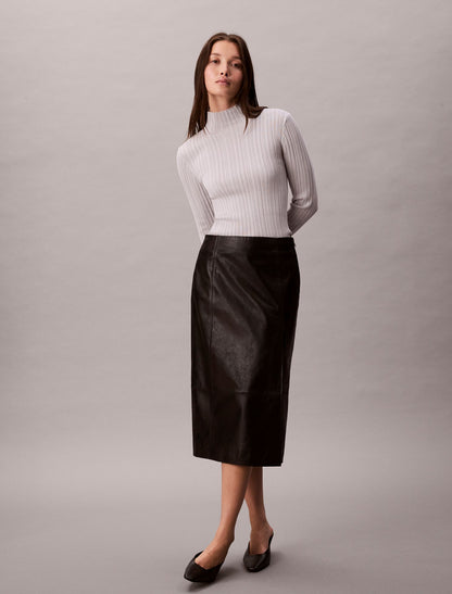 Viscose Blend Rib Mock Neck Sweater - Calvin Klein Women