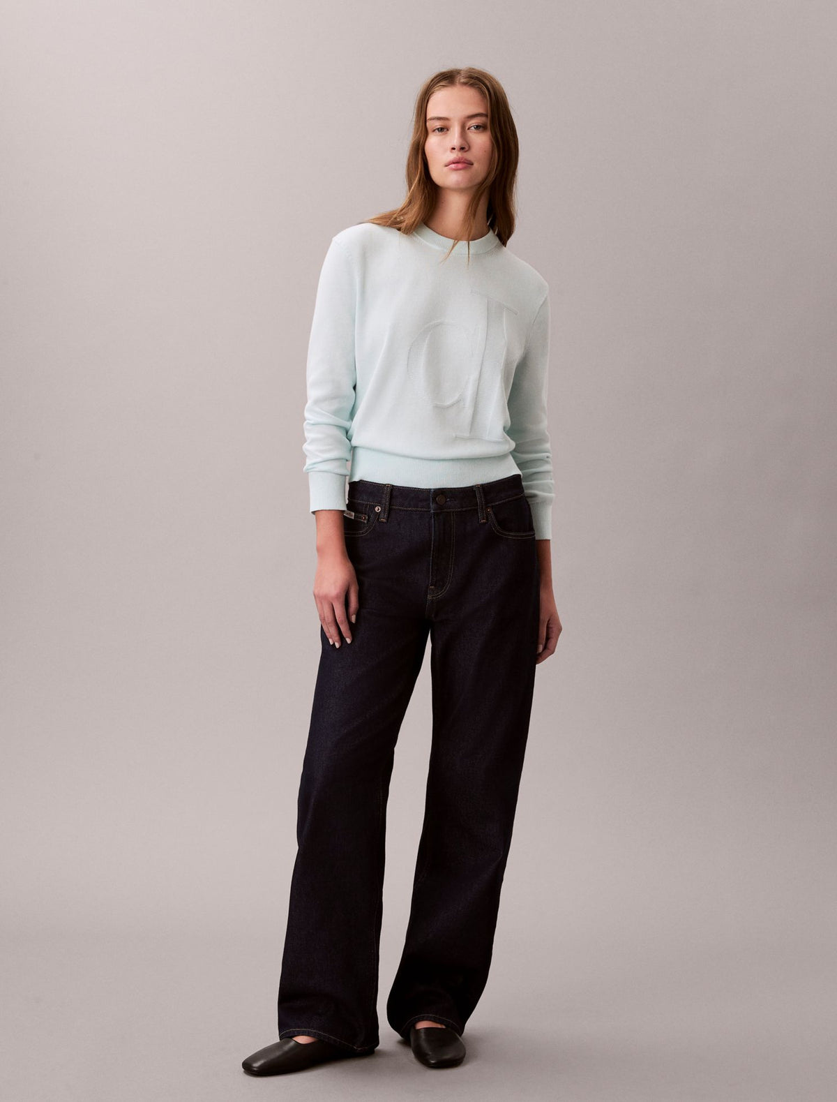 Smooth Cotton Monogram Sweater - Calvin Klein Women