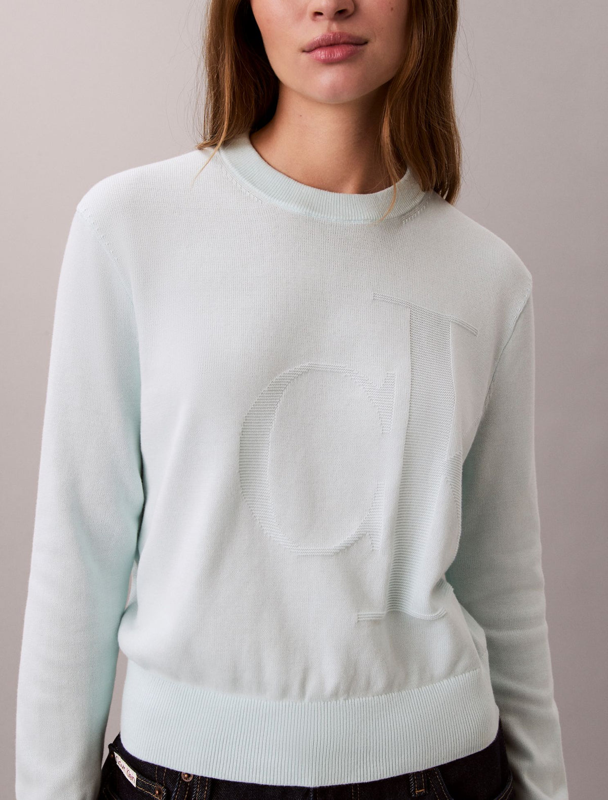 Smooth Cotton Monogram Sweater - Calvin Klein Women
