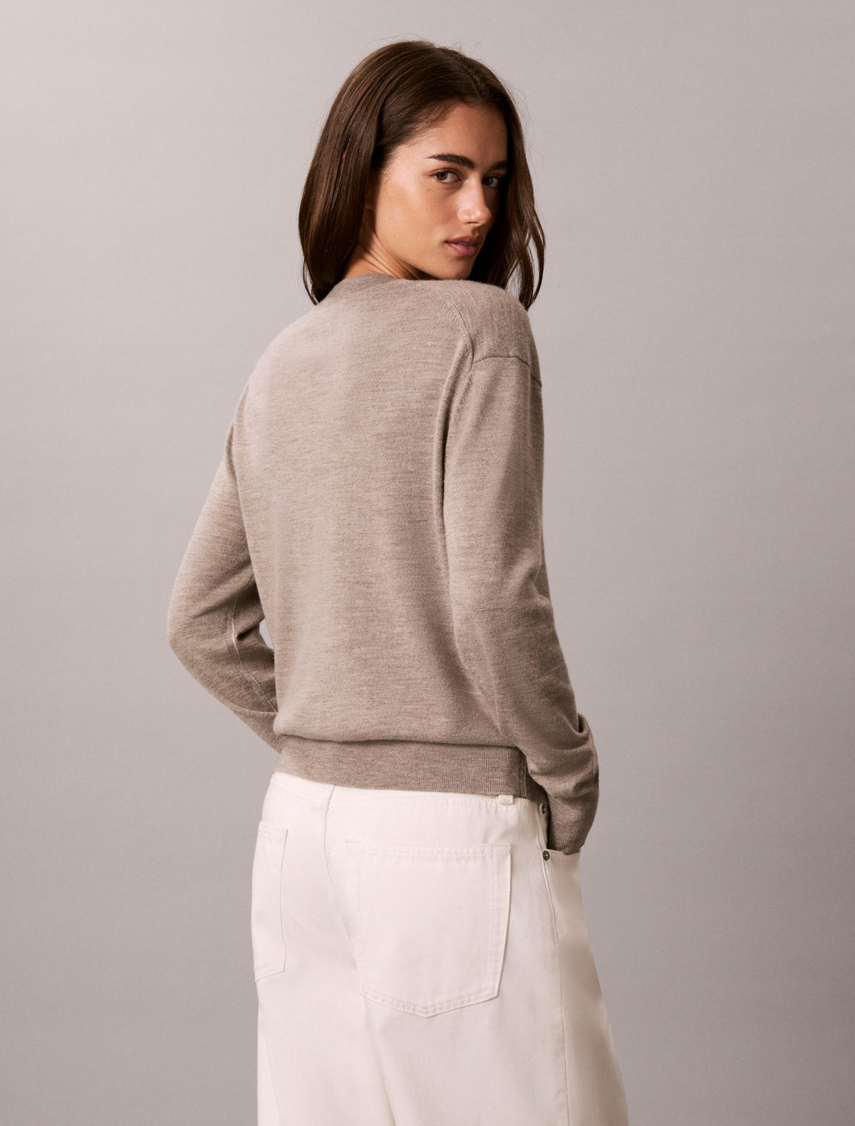 Merino Wool Blend Crewneck Sweater - Calvin Klein Women