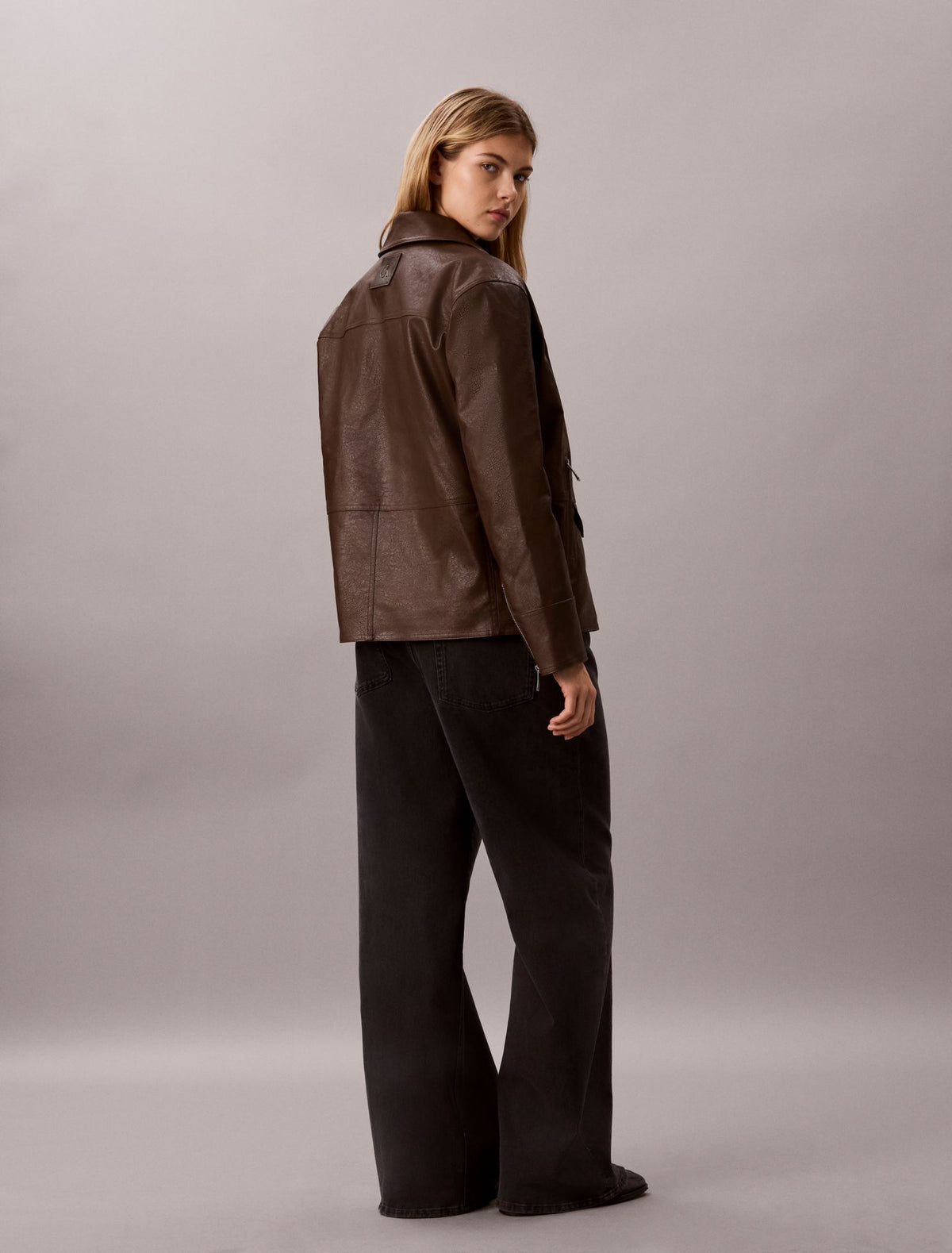 Faux Leather Motorcycle Jacket - Calvin Klein Women