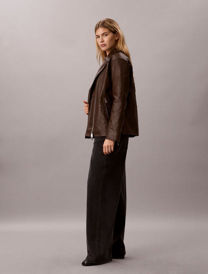 Faux Leather Motorcycle Jacket - Calvin Klein Women