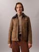 Brown Leather With Grey Shearling