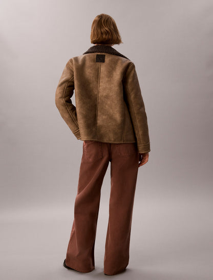 Faux Shearling Aviator Jacket - Calvin Klein Women