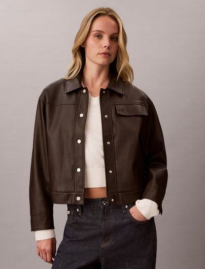 Faux Leather Relaxed Jacket - Calvin Klein Women