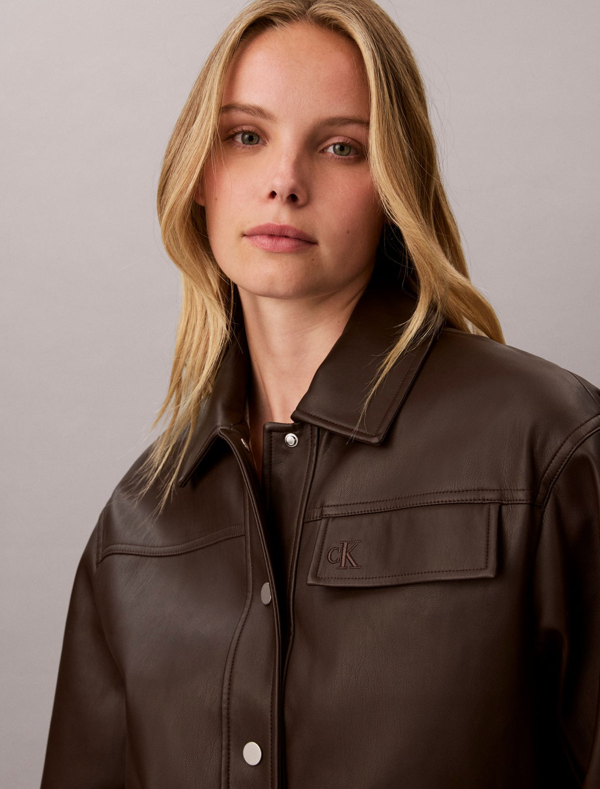 Faux Leather Relaxed Jacket - Calvin Klein Women
