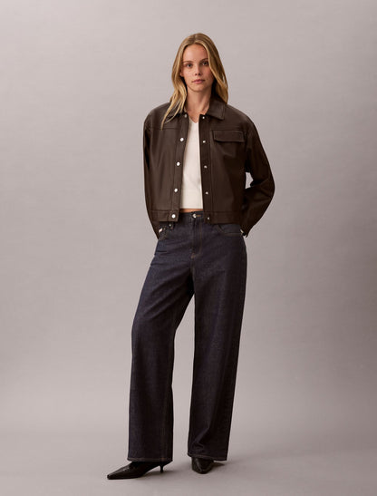 Faux Leather Relaxed Jacket - Calvin Klein Women