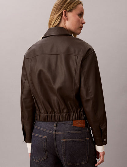 Faux Leather Relaxed Jacket - Calvin Klein Women