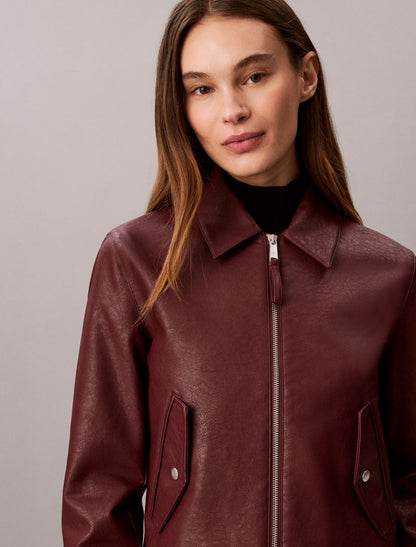 Faux Leather Moto Jacket - Calvin Klein Women