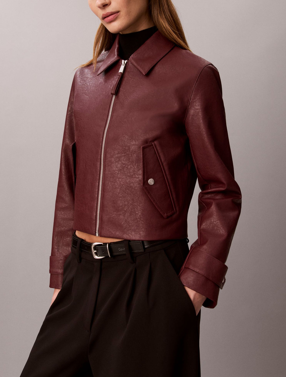 Faux Leather Moto Jacket - Calvin Klein Women