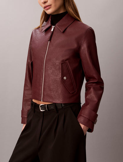 Faux Leather Moto Jacket - Calvin Klein Women