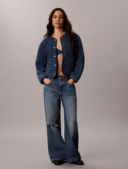Emblem Logo Cotton Quilted Liner Jacket - Calvin Klein Women