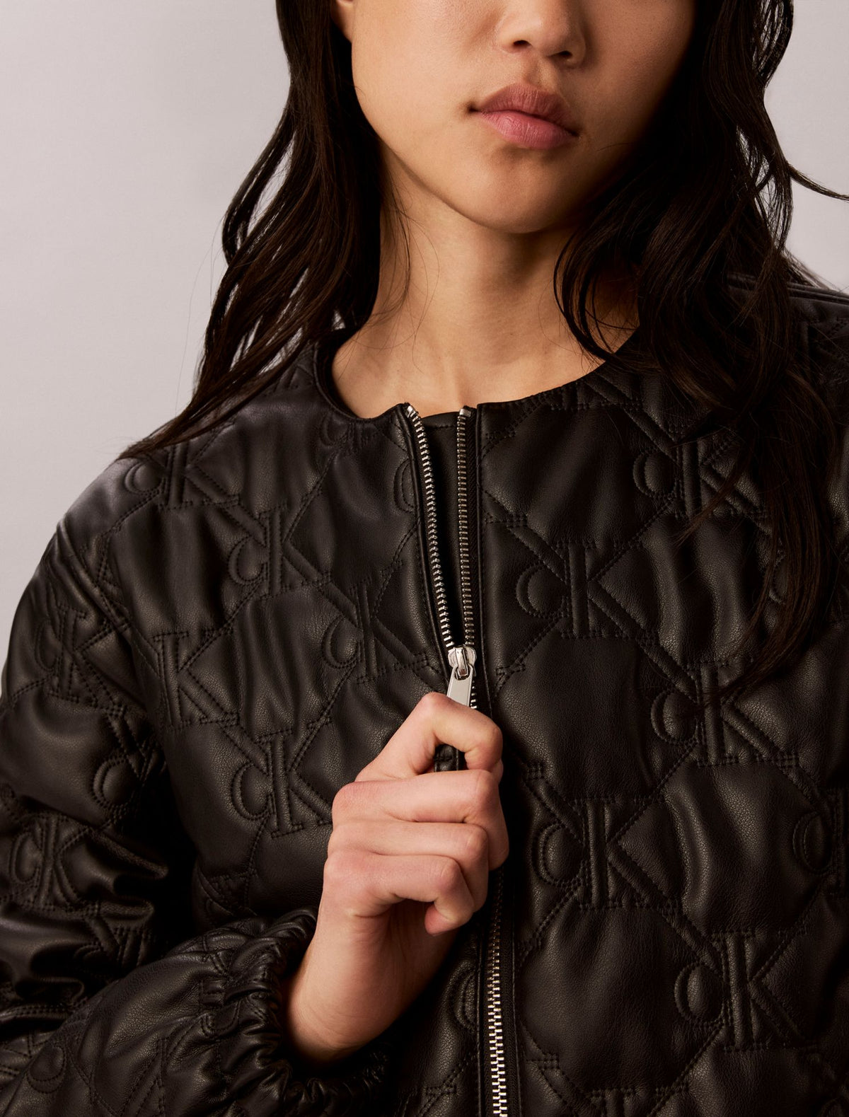 Faux Leather Padded Jacket - Calvin Klein Women