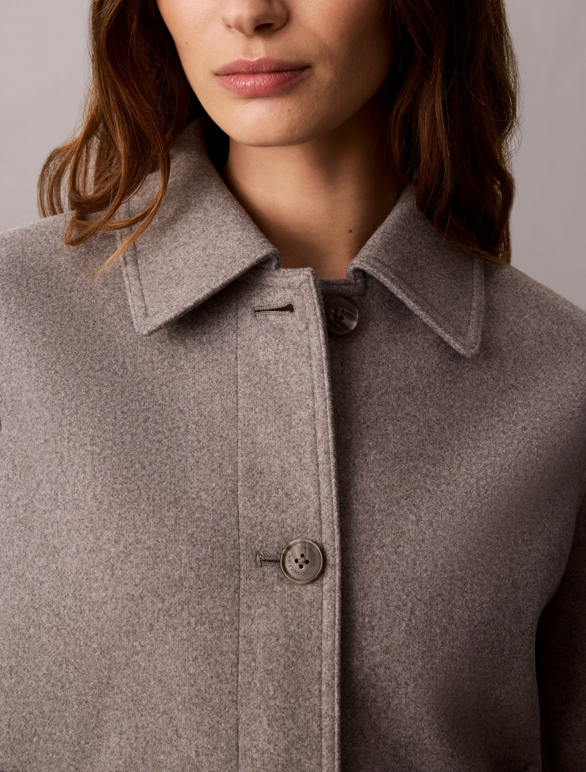Faux Wool Stand Collar Jacket - Calvin Klein Women