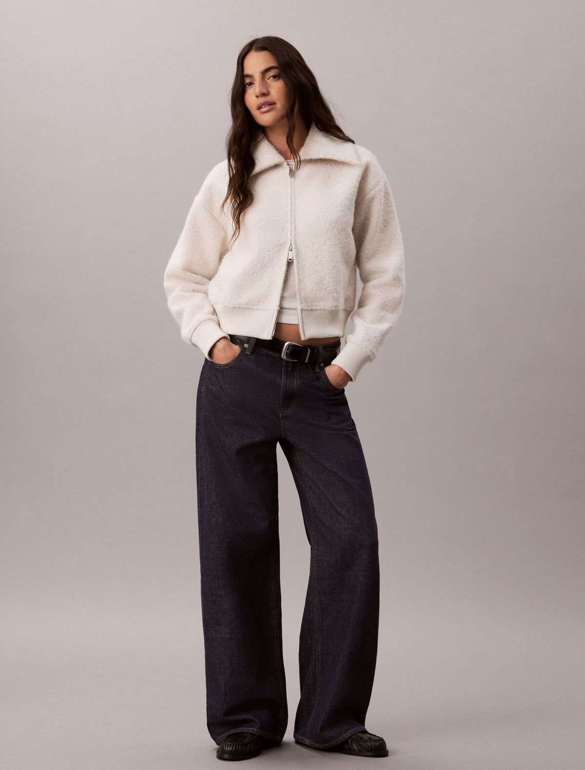 Brushed Boucle Fleece Zip Jacket - Calvin Klein Women