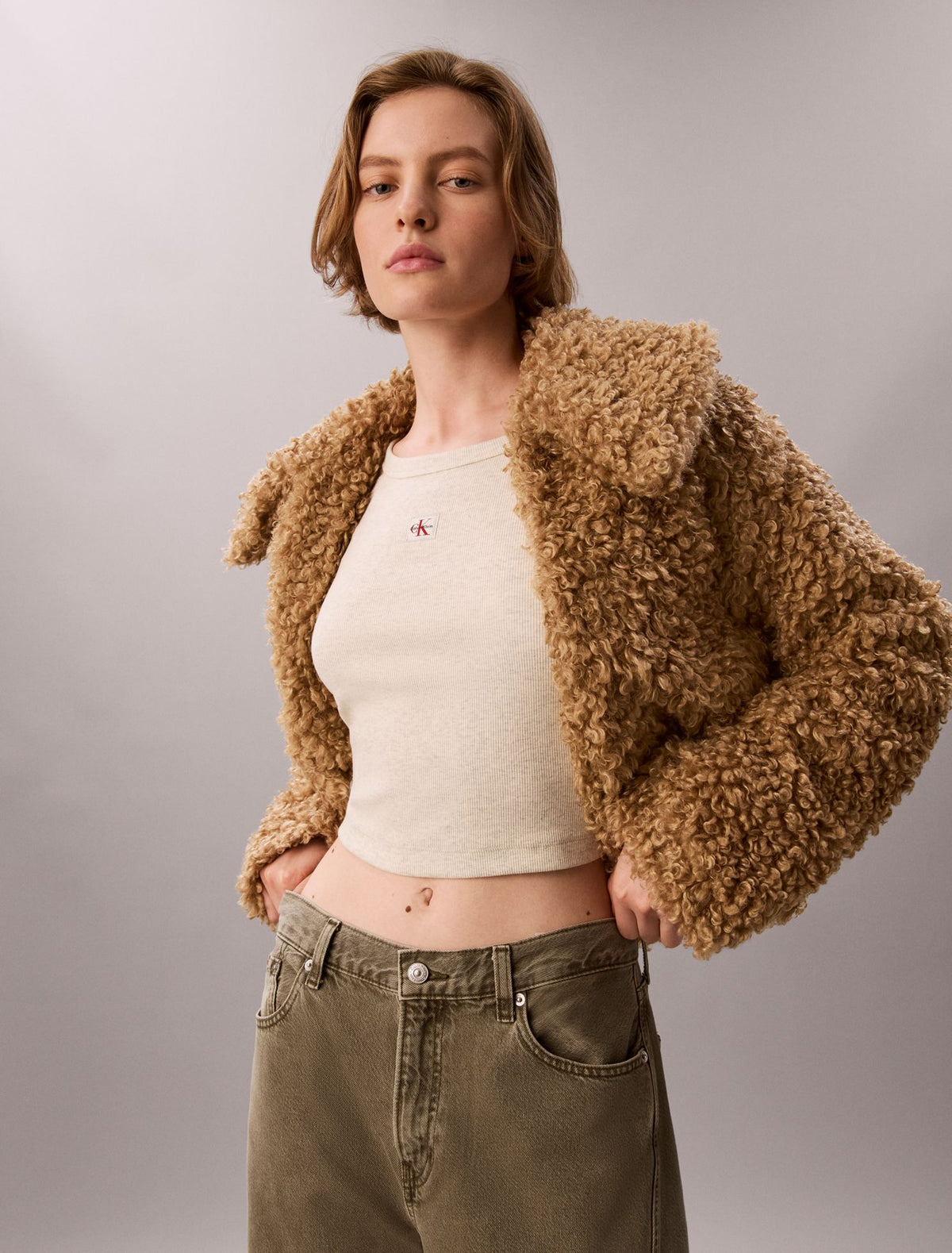 Faux Teddy Collar Jacket - Calvin Klein Women