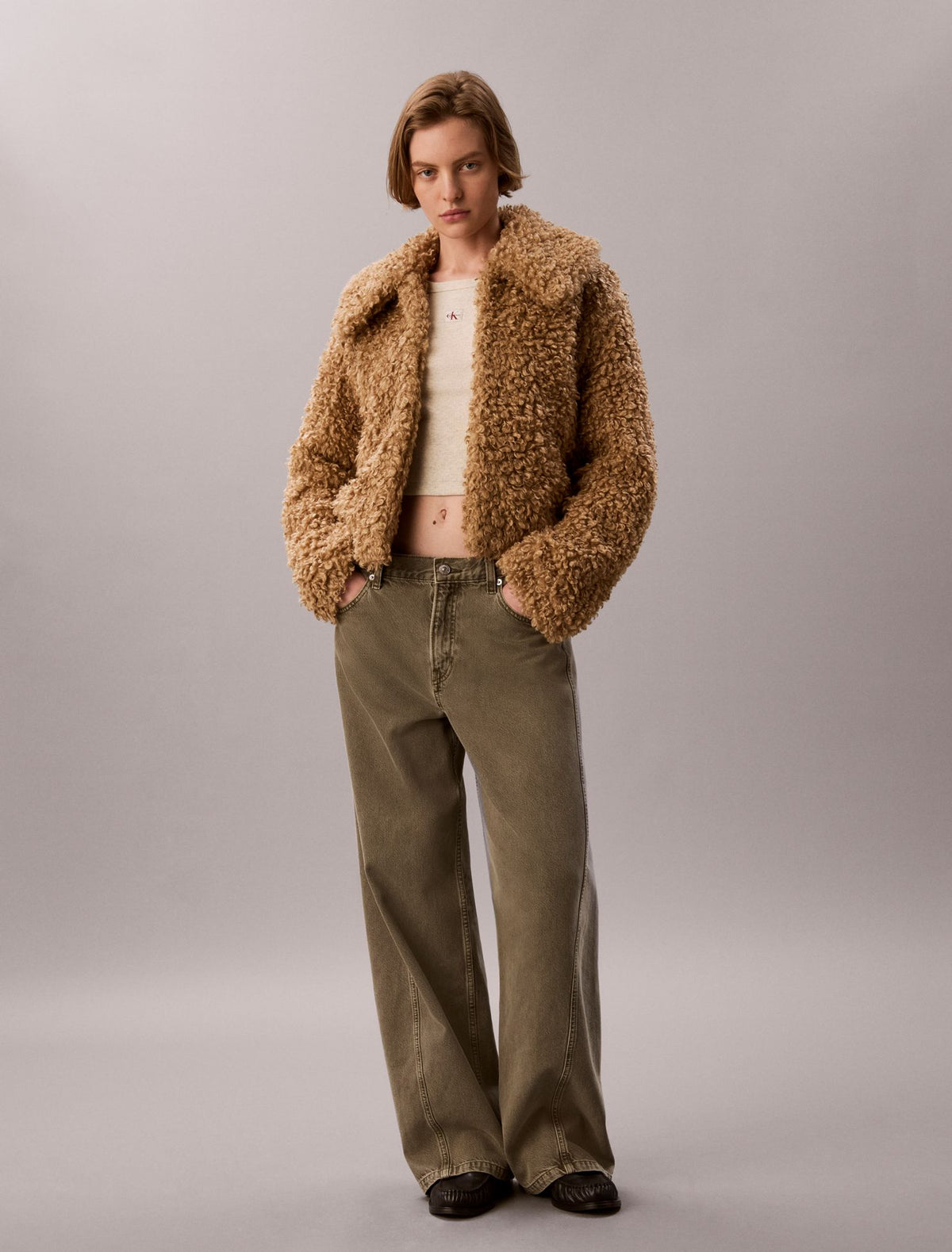 Faux Teddy Collar Jacket - Calvin Klein Women
