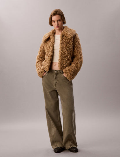 Faux Teddy Collar Jacket - Calvin Klein Women