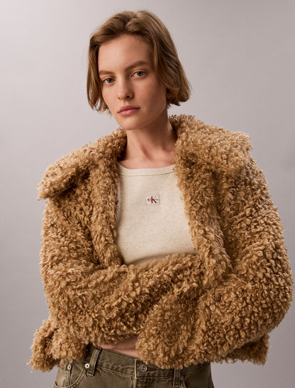 Faux Teddy Collar Jacket - Calvin Klein Women