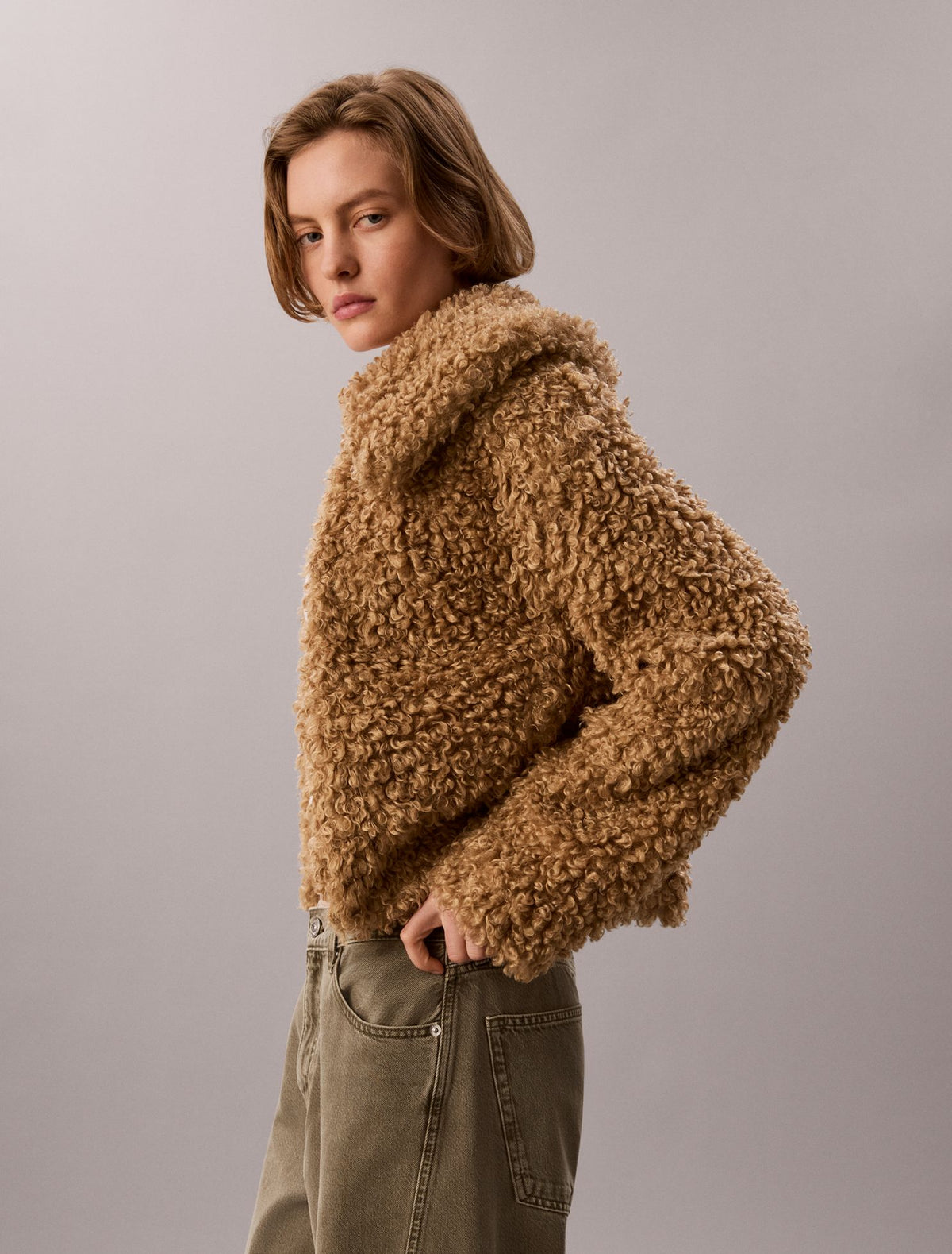 Faux Teddy Collar Jacket - Calvin Klein Women
