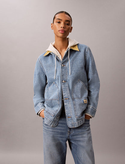 Contrast Collar Chore Coat - Calvin Klein Women