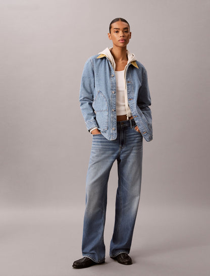 Contrast Collar Chore Coat - Calvin Klein Women