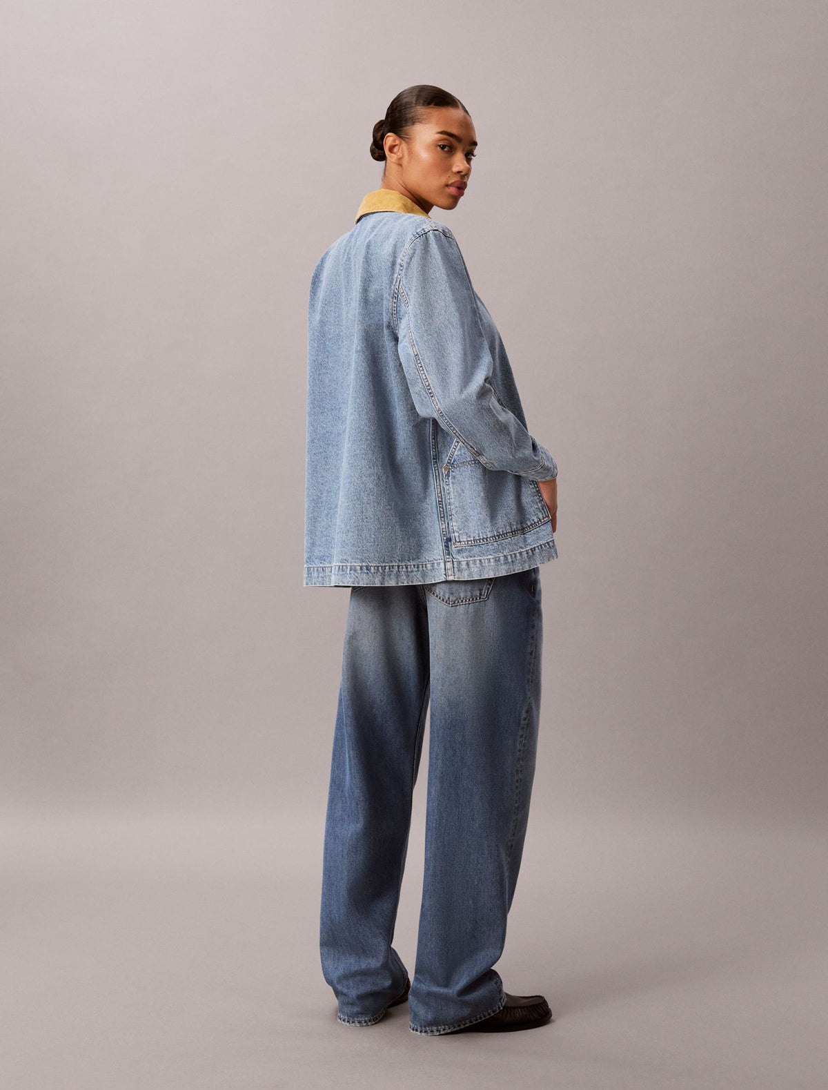 Contrast Collar Chore Coat - Calvin Klein Women