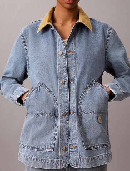Contrast Collar Chore Coat - Calvin Klein Women