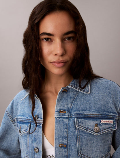 Cropped Denim Trucker Jacket - Calvin Klein Women
