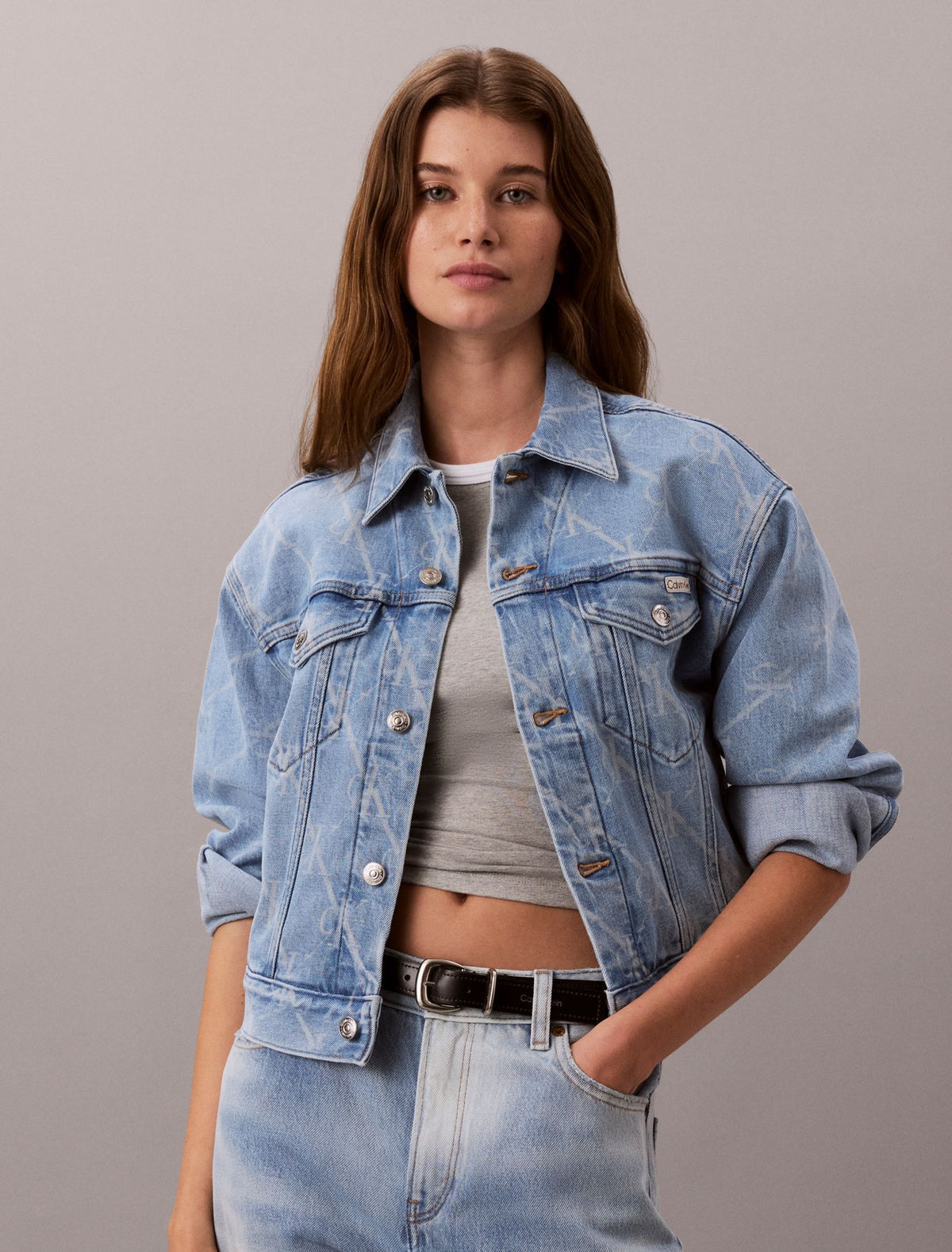 Monogram Logo 90s Trucker Jacket - Calvin Klein Women