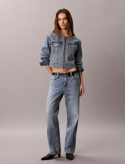 Collarless Cropped Trucker Jacket - Calvin Klein Women